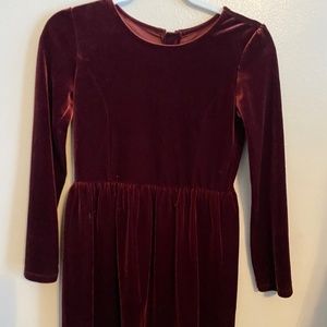 Girls Maroon Velvet Dress, Size 14